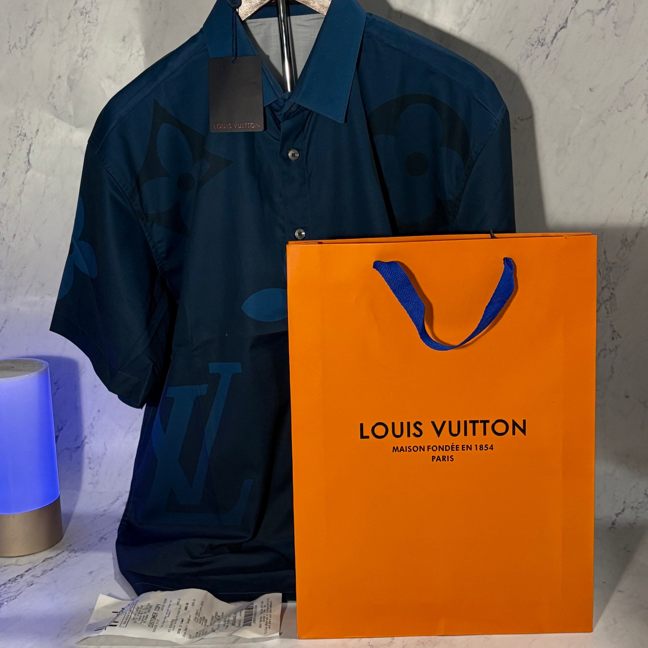 LV MONOGRAM BLUE SHIRT (SIZE M-XL)