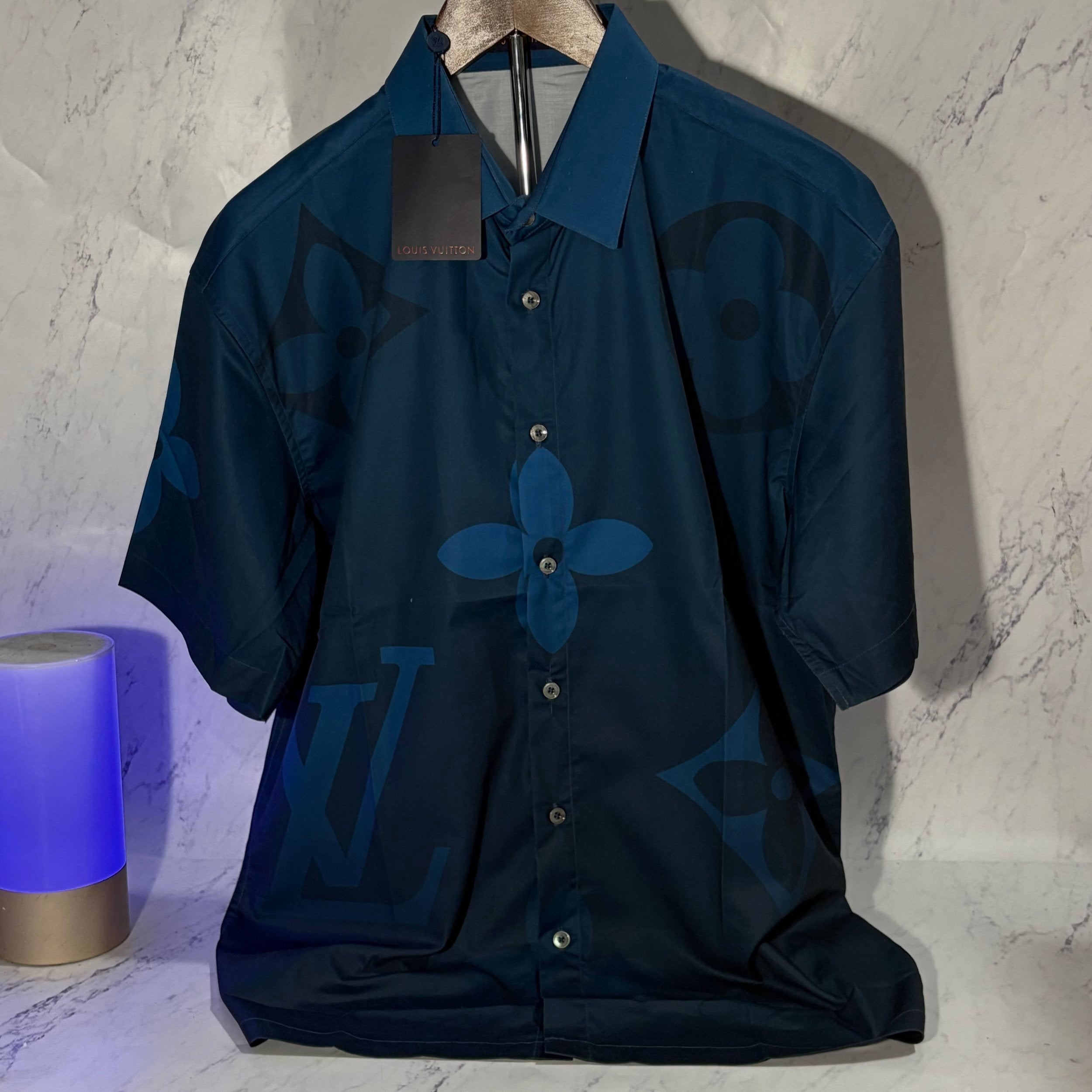 LV MONOGRAM BLUE SHIRT (SIZE M-XL)