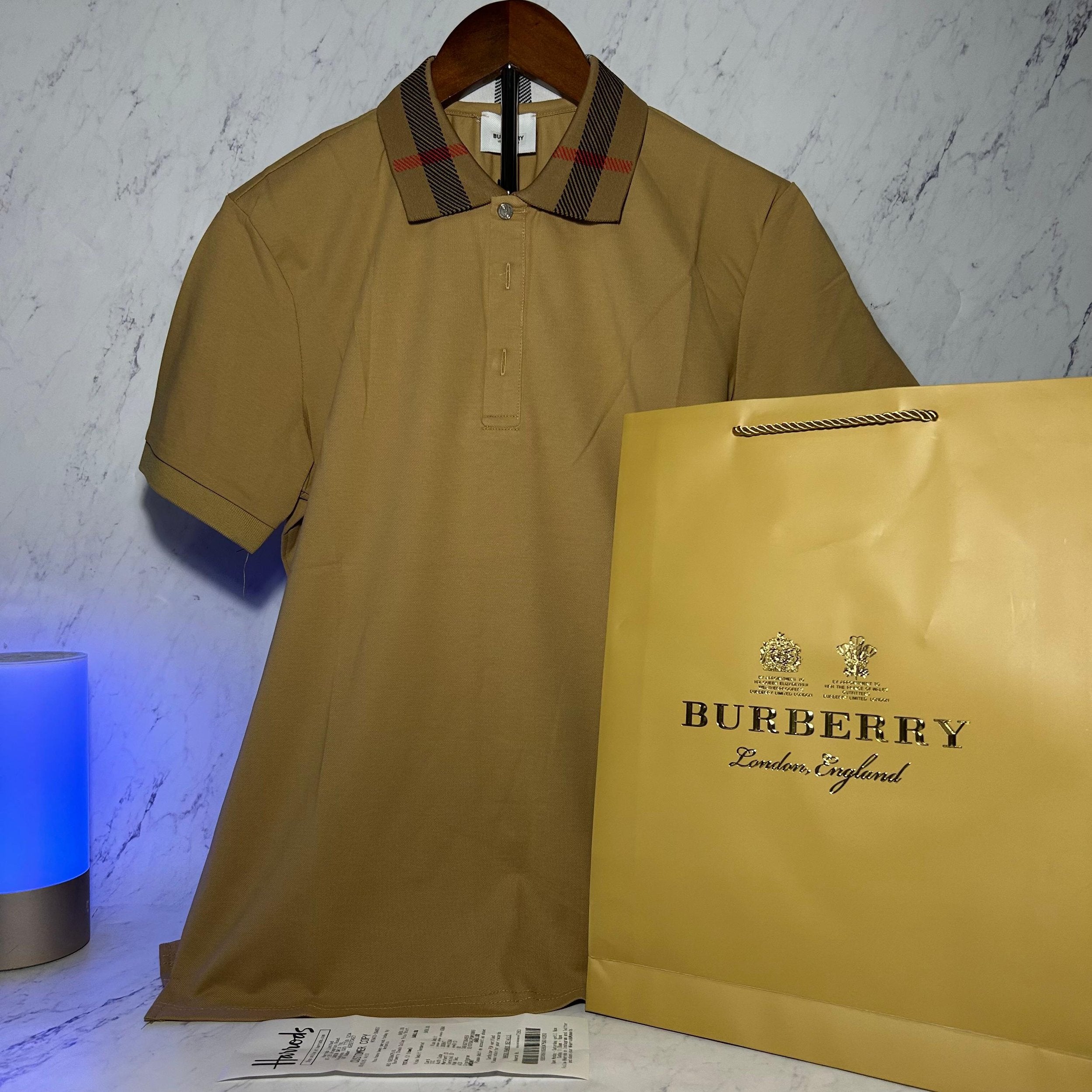 BURBERRY CHECKED POLO SHIRT (SIZE M-XL)